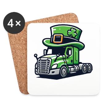 St. Patrick's Day Lastwagen Mit Zylinder - Untersetzer (4er-Set) - Weiß - Vorne