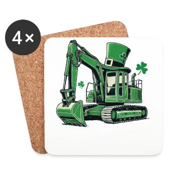 Plaisir de l’excavatrice de la Saint-Patrick pour les enfants - Dessous de verre (lot de 4) - blanc - Devant
