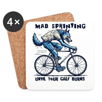 Vélo de sprint fou jusqu’à ce que vos mollets brûlent - Dessous de verre (lot de 4) - blanc - Devant