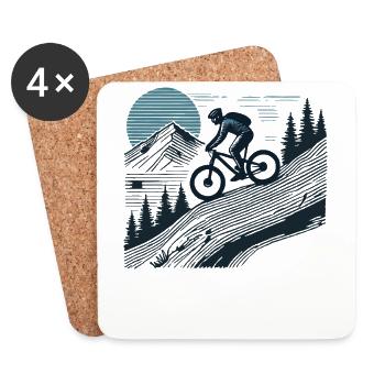 Vélo Aventure Montagne Paysage Rétro - Dessous de verre (lot de 4) - blanc - Devant