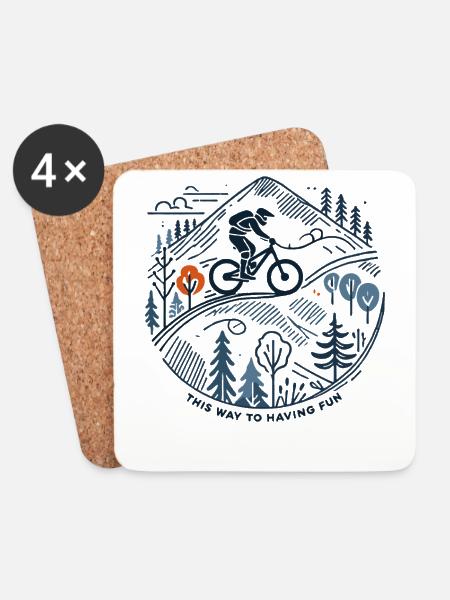 Bike Adventure Mountain Bike Fun Nature - Coasters (set of 4) - white