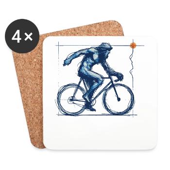 Illustration de vélo dynamique pour vélo de route - Dessous de verre (lot de 4) - blanc - Devant