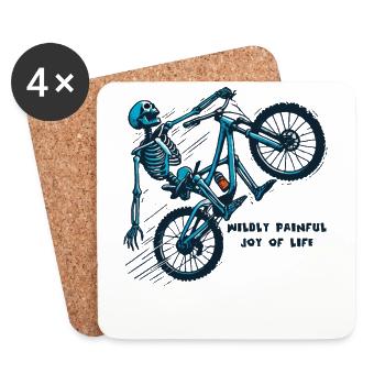 Aventure à vélo Squelette Joie follement douloureuse - Dessous de verre (lot de 4) - blanc - Devant