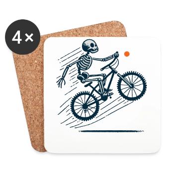 Retro Bicycle Skeleton Mountain Bike Adventure - Coasters (set of 4) - white - Front