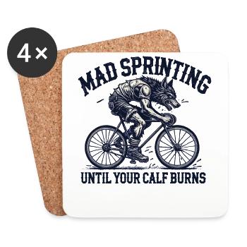 Mad Sprinting Fahrrad Wolf Design - Untersetzer (4er-Set) - Weiß - Vorne