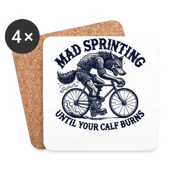 Bicycle Mad Sprinting Until Your Calf Burns - Coasters (set of 4) - white - Front