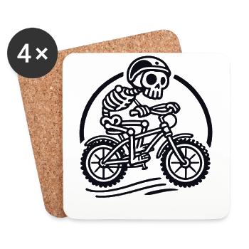 Skeleton cycliste Retro Bicycle Adventure - Dessous de verre (lot de 4) - blanc - Devant