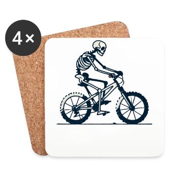 Skelett Fahrrad Retro Mountainbike Kunst - Untersetzer (4er-Set) - Weiß - Vorne