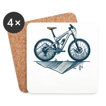 Vélo d’aventure VTT Montagnes Nature - Dessous de verre (lot de 4) - blanc - Devant