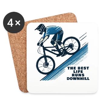 Fahrrad Downhill Leben Beste Fahrt - Untersetzer (4er-Set) - Weiß - Vorne