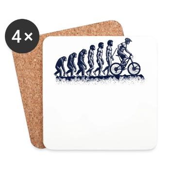 Evolution Vom Affen Zum Fahrradfahrer - Untersetzer (4er-Set) - Weiß - Vorne