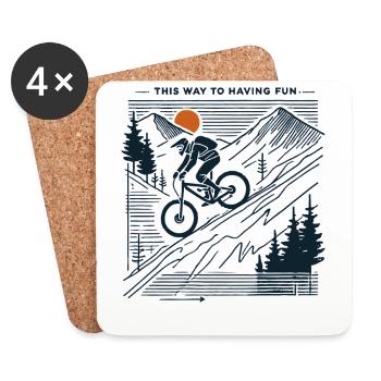 Bike Adventure Mountains Fun - Coasters (set of 4) - white - Front