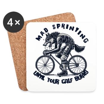 Mad Sprinting Bike Until Your Leg Brings - Coasters (set of 4) - white - Front