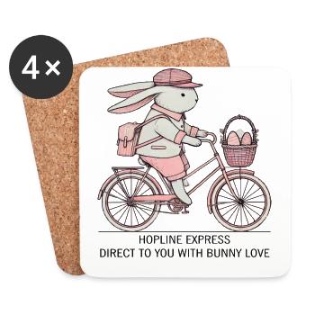 Ostern Bunny Love Retro Ästhetik Hopline Express - Untersetzer (4er-Set) - Weiß - Vorne