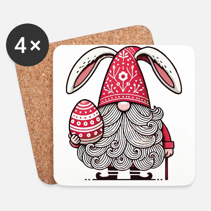 Ostern Gnom Mit Ei Und Hasenohren - Untersetzer (4er-Set) - Weiß