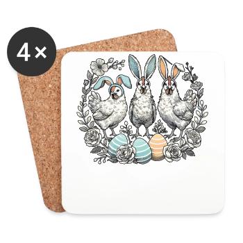 Ostern Hühner Retro Osterhasen Küken Ästhetik - Untersetzer (4er-Set) - Weiß - Vorne