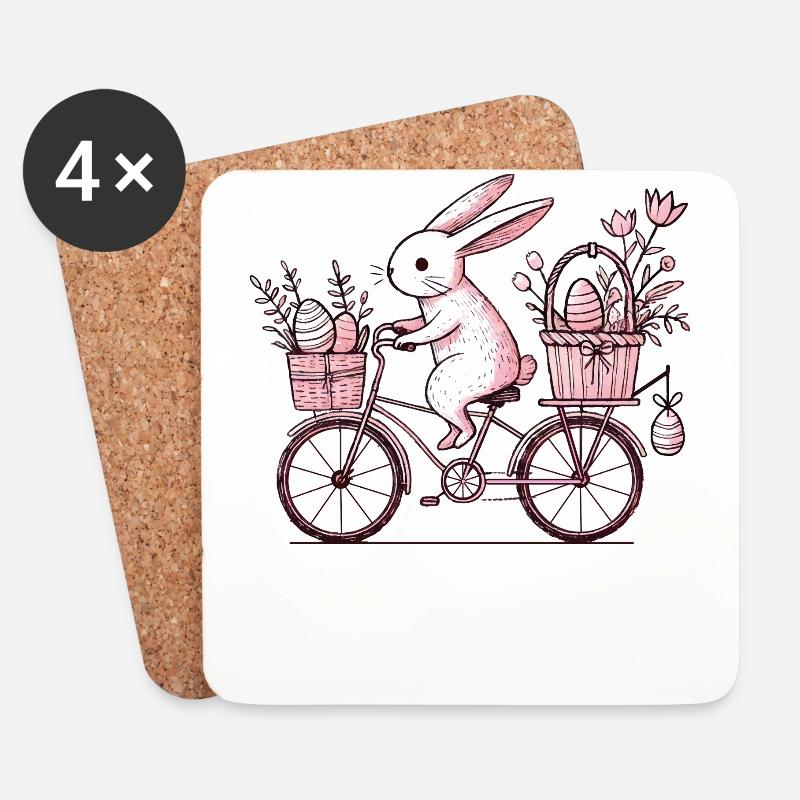 Ostern Hase Rad Vintage Stil - Untersetzer (4er-Set) - Weiß