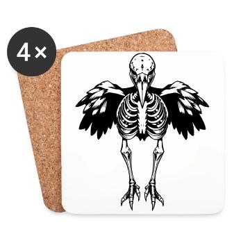 Gothic Bird Skeleton – Black Art Design - Coasters (set of 4) - white - Front