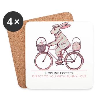 Hopline de Pâques Express Retro Bunny Vintage Charm - Dessous de verre (lot de 4) - blanc - Devant