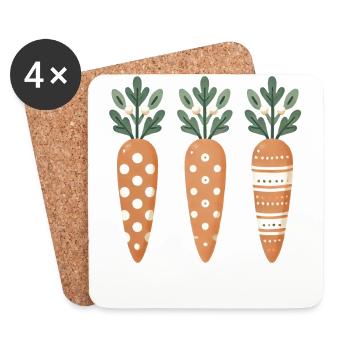 Cute Easter Carrot Pattern - Coasters (set of 4) - white - Front