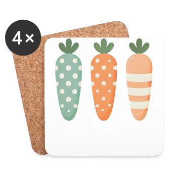 Cute Easter Carrots Pastel Stripe Dots - Coasters (set of 4) - white - Front