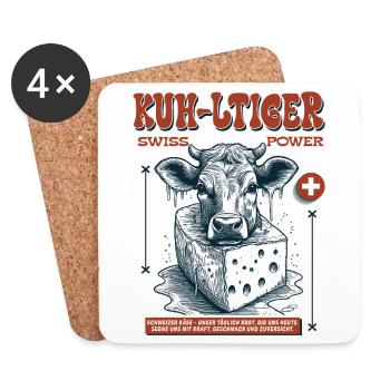 Kuh & Käse Shirt: Schweizer Ländlerfreude pur - Untersetzer (4er-Set) - Weiß - Vorne
