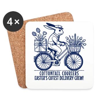 Courrier de Pâques Bunny Retro Delivery Crew - Dessous de verre (lot de 4) - blanc - Devant