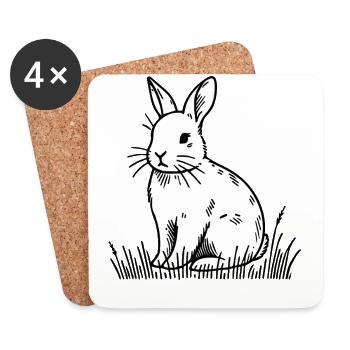 Ostern Retro Hase Vintage Cottagecore Stil - Untersetzer (4er-Set) - Weiß - Vorne