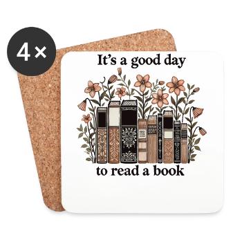 Bookworm Bookworm Funny Book Saying Floral - Coasters (set of 4) - white - Front