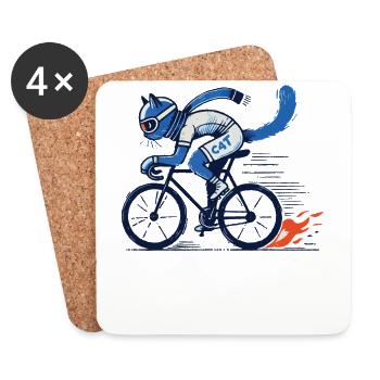 Chat de vélo pour les cyclistes sur route élégants - Dessous de verre (lot de 4) - blanc - Devant