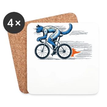 Cat on road bike design for bike lovers - Coasters (set of 4) - white - Front