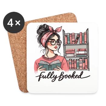 Retro Buch Girl Design für Vielleser - Untersetzer (4er-Set) - Weiß - Vorne