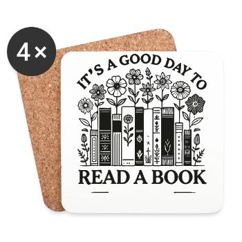 Bookworm Bookworm Funny Book Saying Floral - Coasters (set of 4) - white - Front