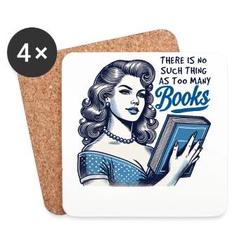 Design de fille de livre rétro pour les lecteurs fréquents avec l’esthétique - Dessous de verre (lot de 4) - blanc - Devant