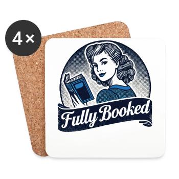 Retro Buch Girl Design für Buchliebhaber und - Untersetzer (4er-Set) - Weiß - Vorne