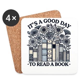 Bookworm Funny Book Saying Reading Is Therapy - Coasters (set of 4) - white - Front