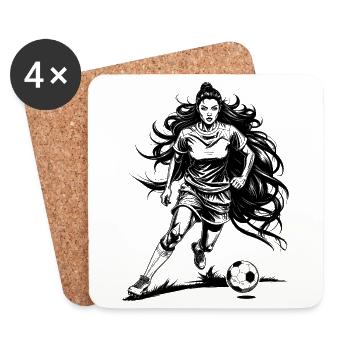 Maillot de football : Fille de football sur le terrain de football - Dessous de verre (lot de 4) - blanc - Devant