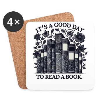 Bookworm Bookworm Funny Book Saying Floral - Coasters (set of 4) - white - Front