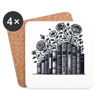 Bookworm Bookworm Book Lover in Cottagecore - Coasters (set of 4) - white - Front