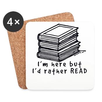 Conception de livre rétro pour les lecteurs fréquents et les amateurs de livres - Dessous de verre (lot de 4) - blanc - Devant
