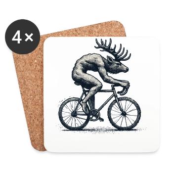 Funny Bicycle Moose Retro Cycling Fans - Coasters (set of 4) - white - Front