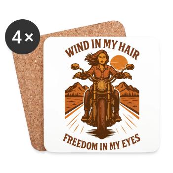 Motorcyclists Freedom Wind In My Hair - Coasters (set of 4) - white - Front