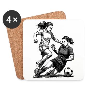 Duel on the pitch! Shirt for female footballers. - Coasters (set of 4) - white - Front