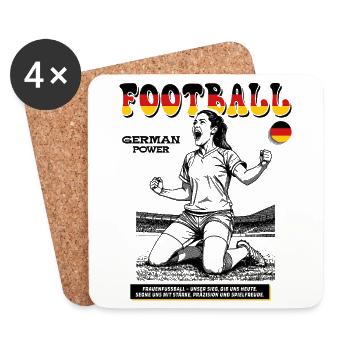 Deutschland Fußballerin Shirt: Tor mit Übersicht - Untersetzer (4er-Set) - Weiß - Vorne