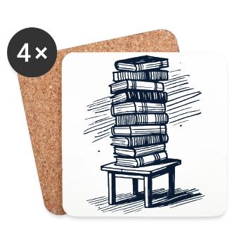 Bookworm Bookworm Book Lover Design in Retro - Coasters (set of 4) - white - Front