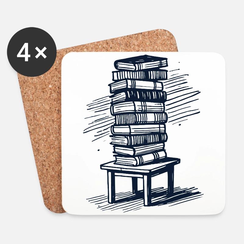 Bücherwurm Leseratte Buchliebhaber Design im Retro - Untersetzer (4er-Set) - Weiß