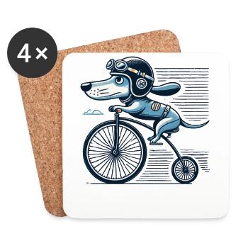 Witziges Hund Fahrrad Design für Radliebhaber - Untersetzer (4er-Set) - Weiß - Vorne
