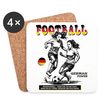 Germany Fußballspielerin Shirt: Ballgefühl pur - Untersetzer (4er-Set) - Weiß - Vorne