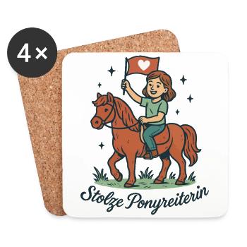 fier poney cavalier équitation fille - Dessous de verre (lot de 4) - blanc - Devant