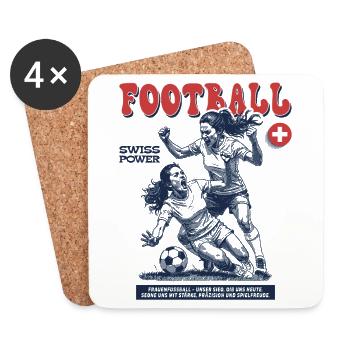 Foul mit Ansage: Swiss Fußballspielerin Shirt - Untersetzer (4er-Set) - Weiß - Vorne
